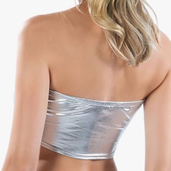 NWT Metallic Stretch Tube Top - Picture 2 of 5